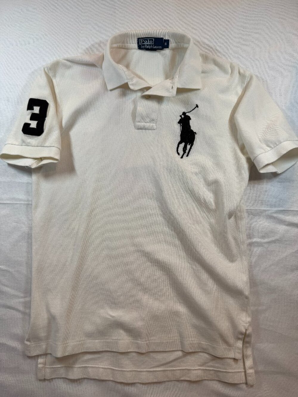 Polo Ralph Lauren Big Pony #3 Mesh Polo Shirt White Cream Men's S - Picture 3 of 8